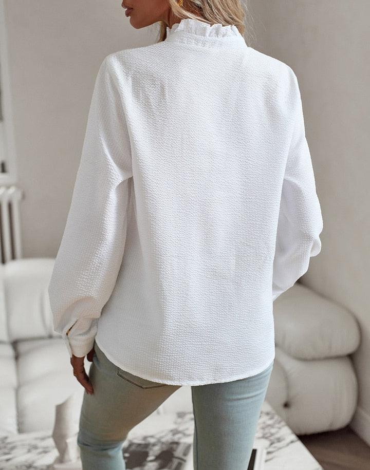 Juna™ -  Elegante blouse met manchet kraag en lange mouwen