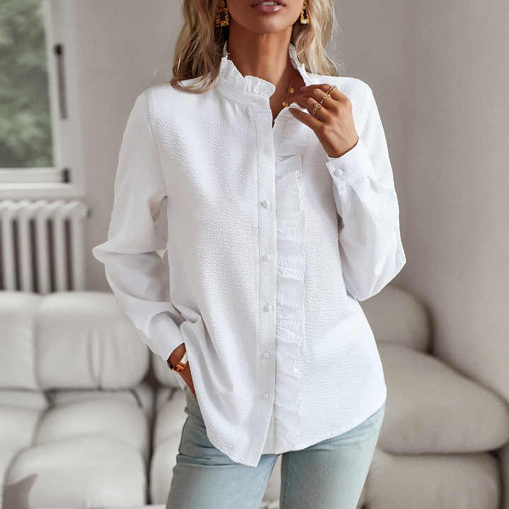 Juna™ -  Elegante blouse met manchet kraag en lange mouwen